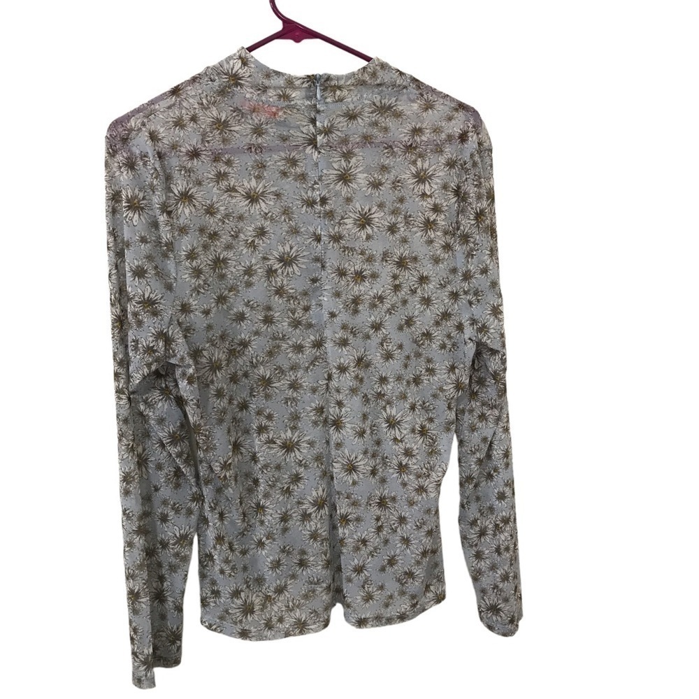 3/$15 Leyden sheer spandex blend blue floral long sleeve top - Picture 2 of 10